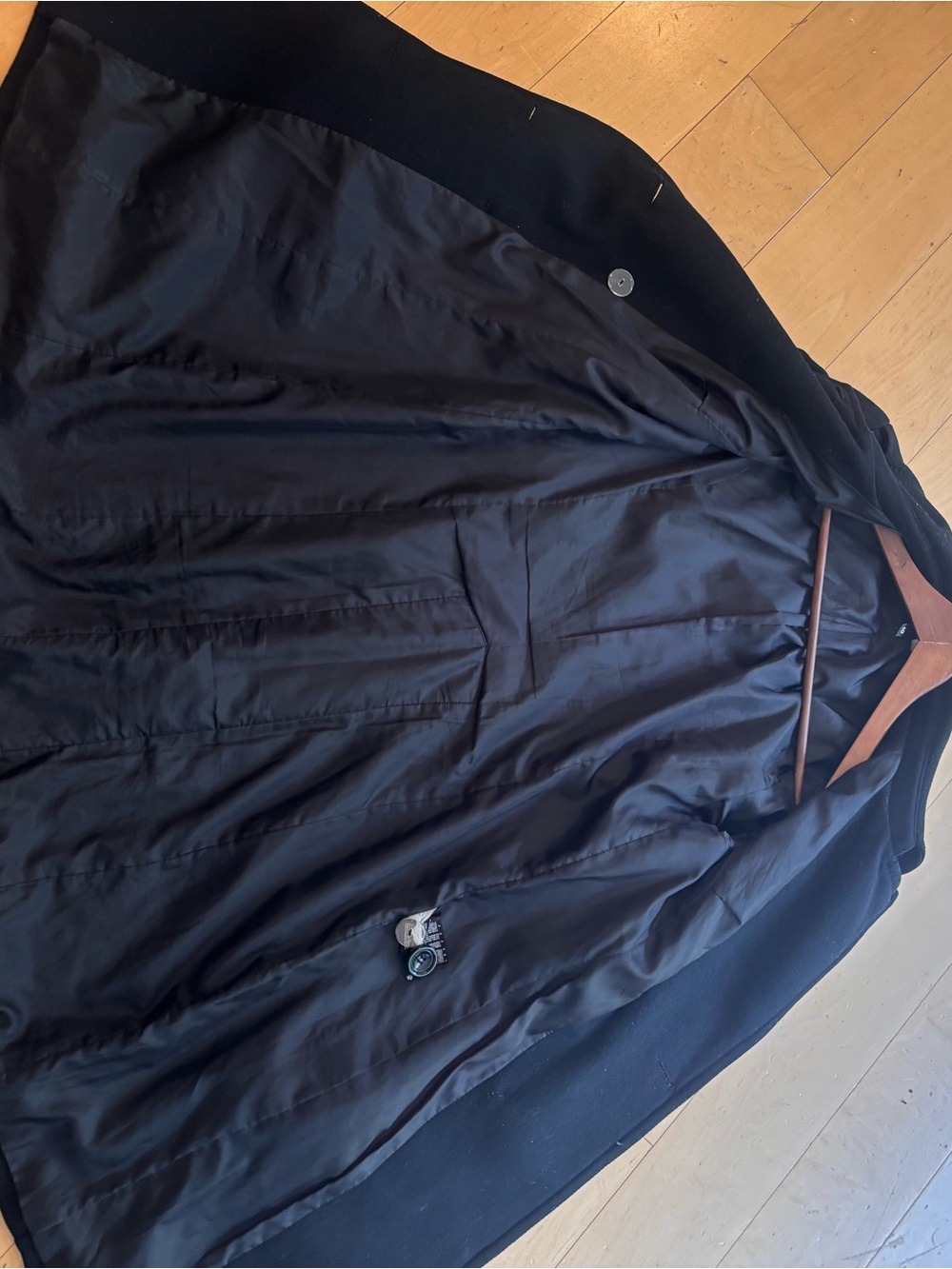 H&M Black Wool Blend Double-Breasted Coat  (Fits S/M) - Picture 8 of 8